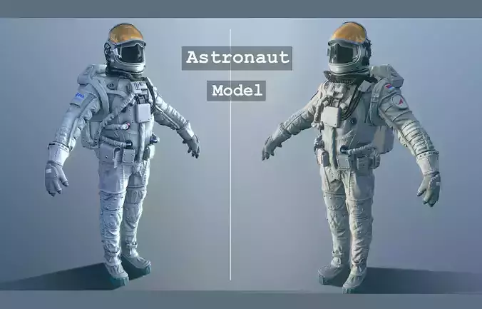Astronaut in spacesuit Low-poly 3D model