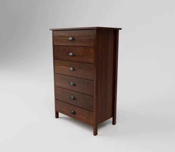 6 Drawer Chest Low-poly 3D model_0