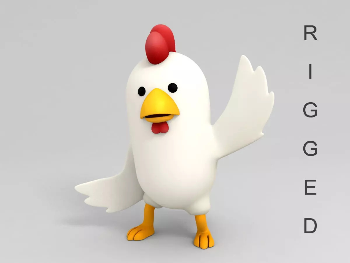 Rigged Chicken Character 3D model_0