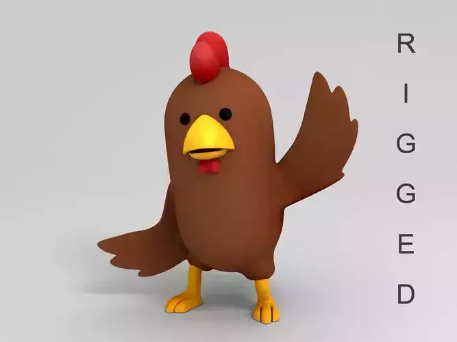 Rigged Brown Chicken Character 3D model