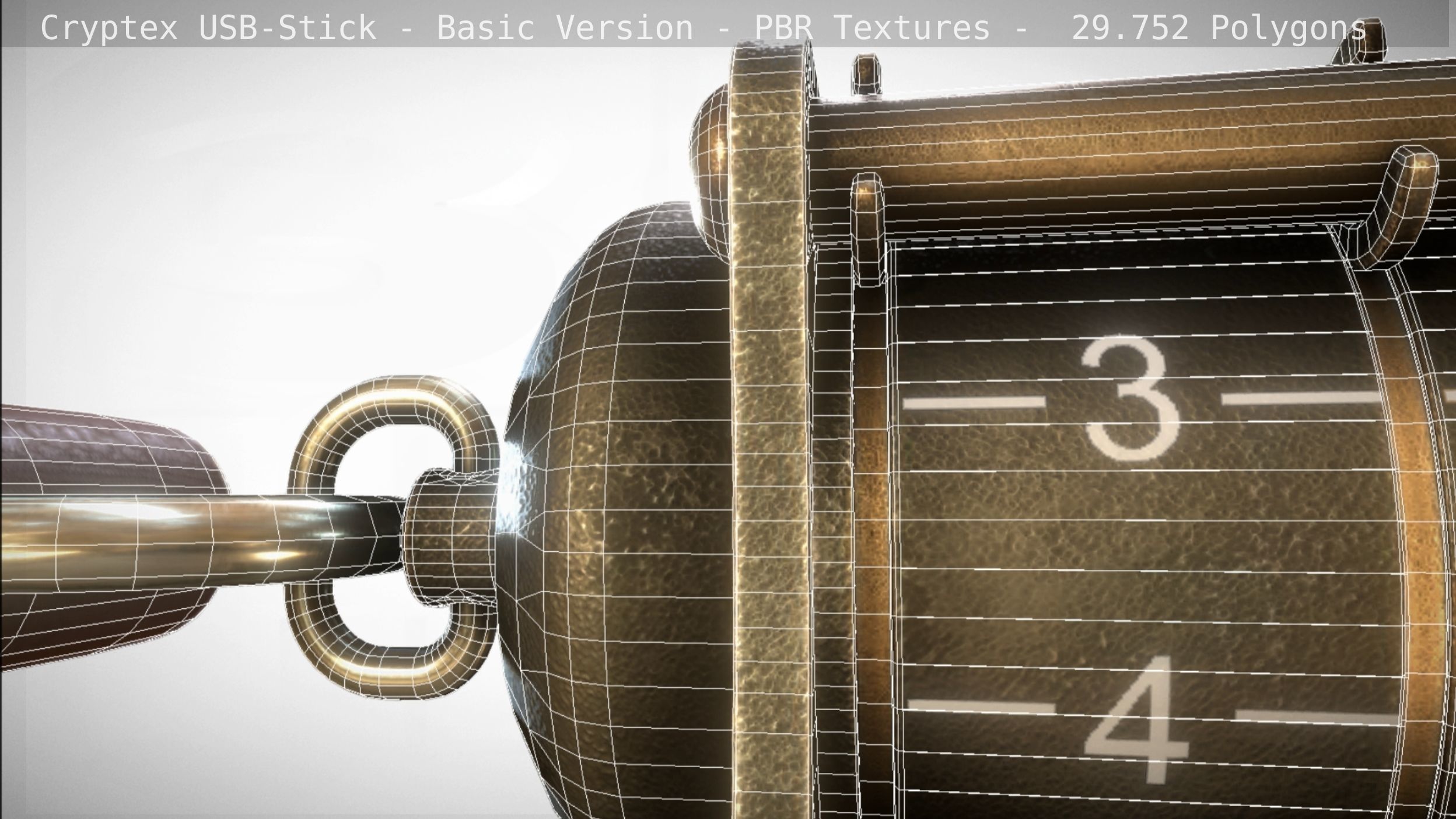 Cryptex USB-Stick PBR Basic Version Low-poly 3D model_4