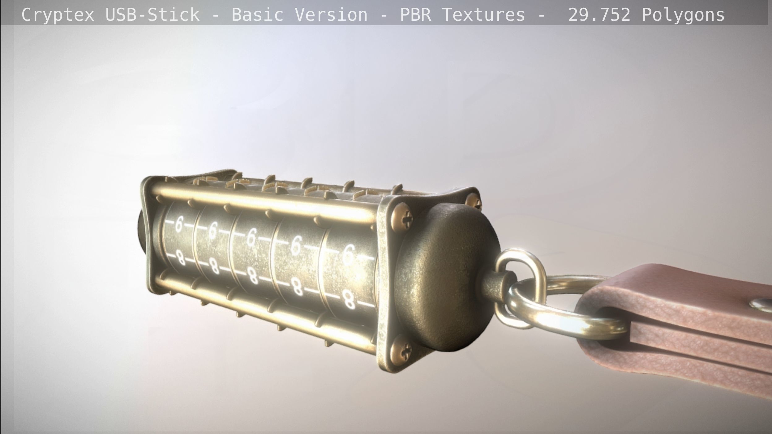 Cryptex USB-Stick PBR Basic Version Low-poly 3D model_9