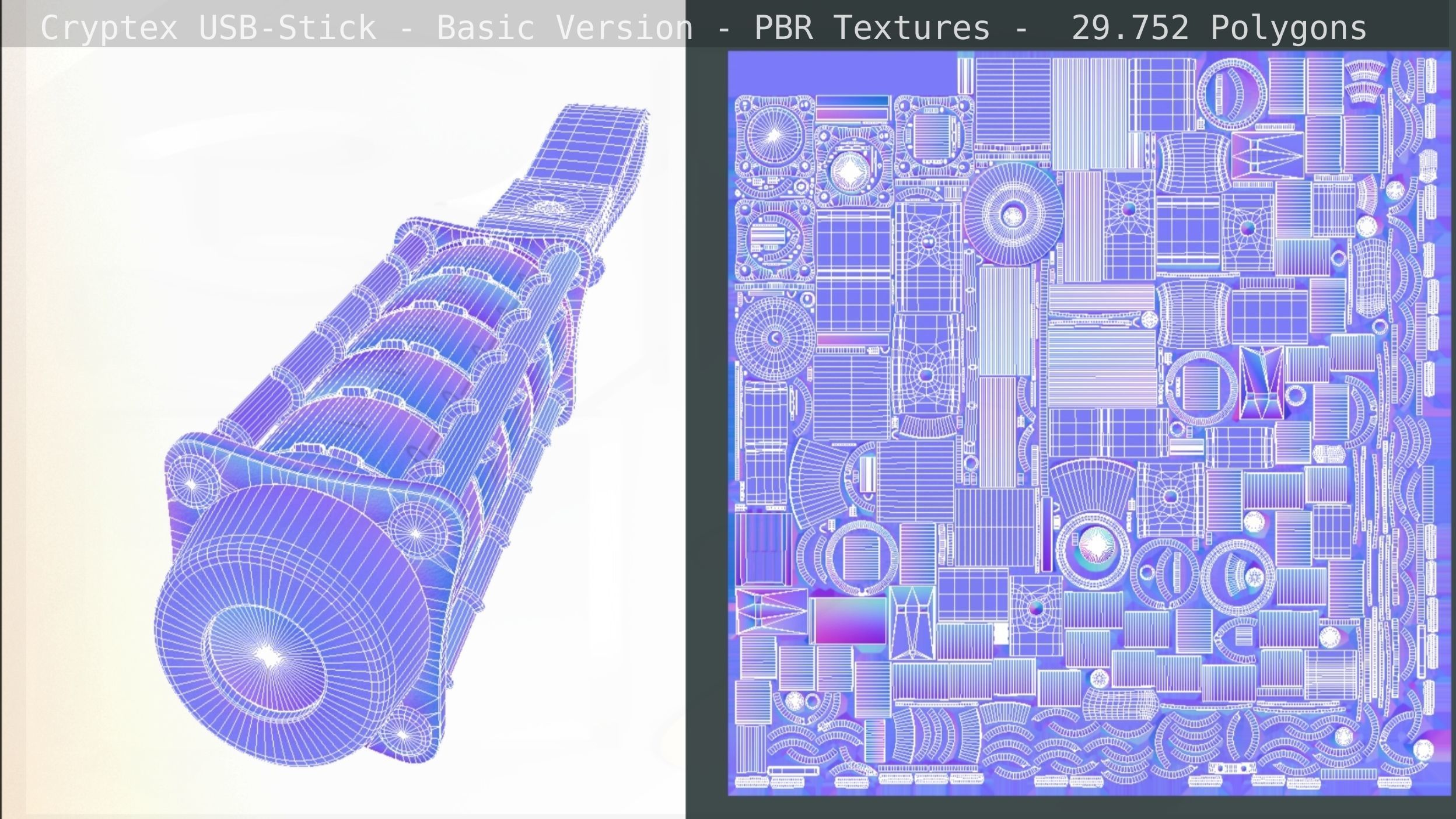 Cryptex USB-Stick PBR Basic Version Low-poly 3D model_16