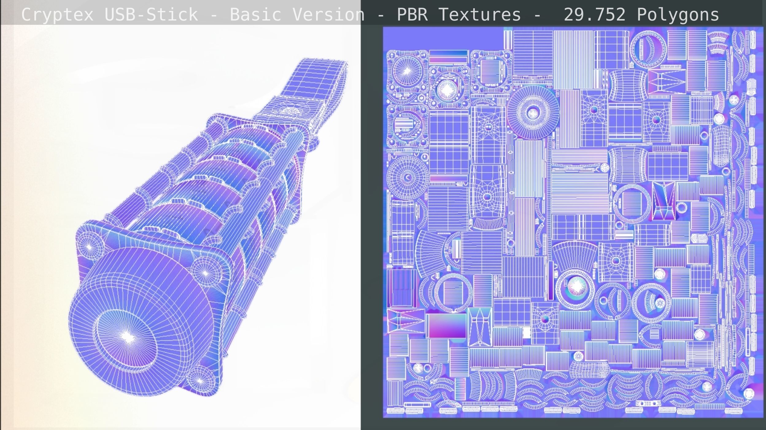 Cryptex USB-Stick PBR Basic Version Low-poly 3D model_65