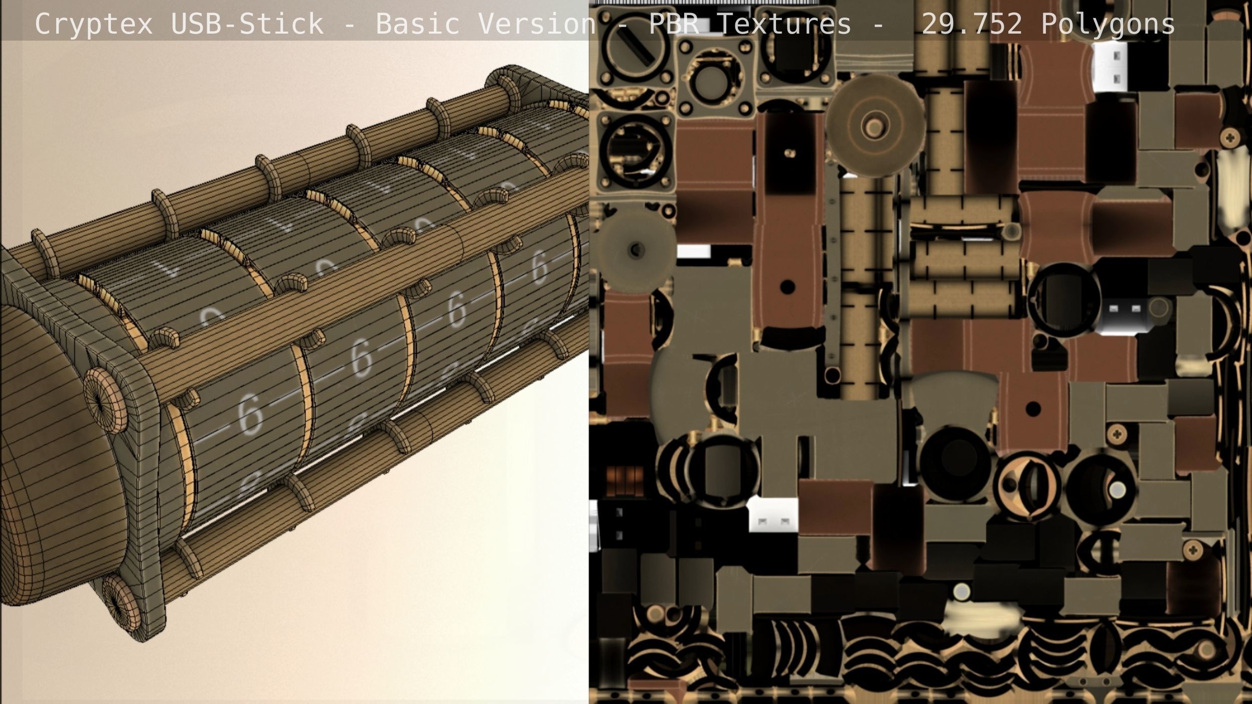Cryptex USB-Stick PBR Basic Version Low-poly 3D model_14