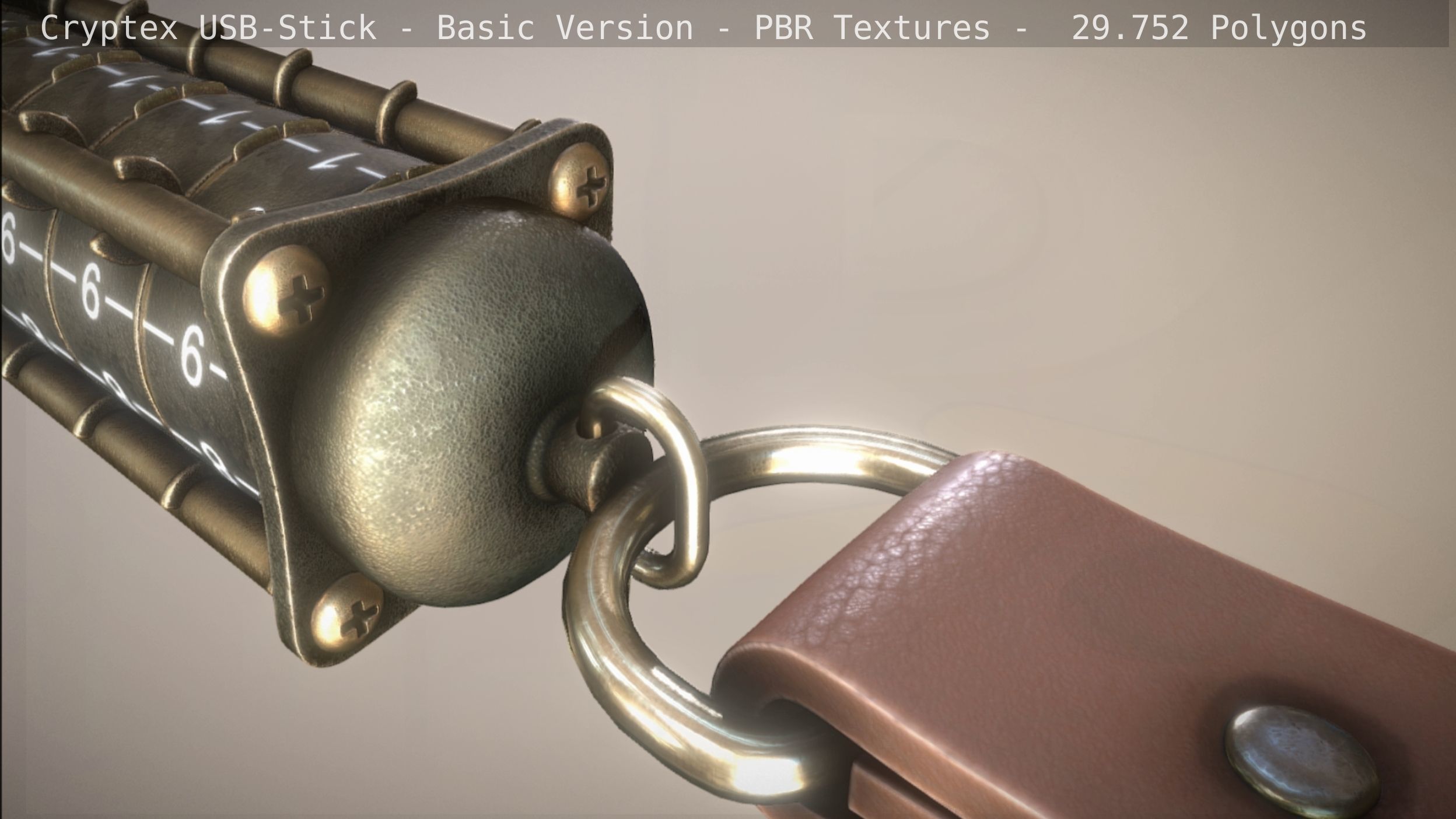 Cryptex USB-Stick PBR Basic Version Low-poly 3D model_36