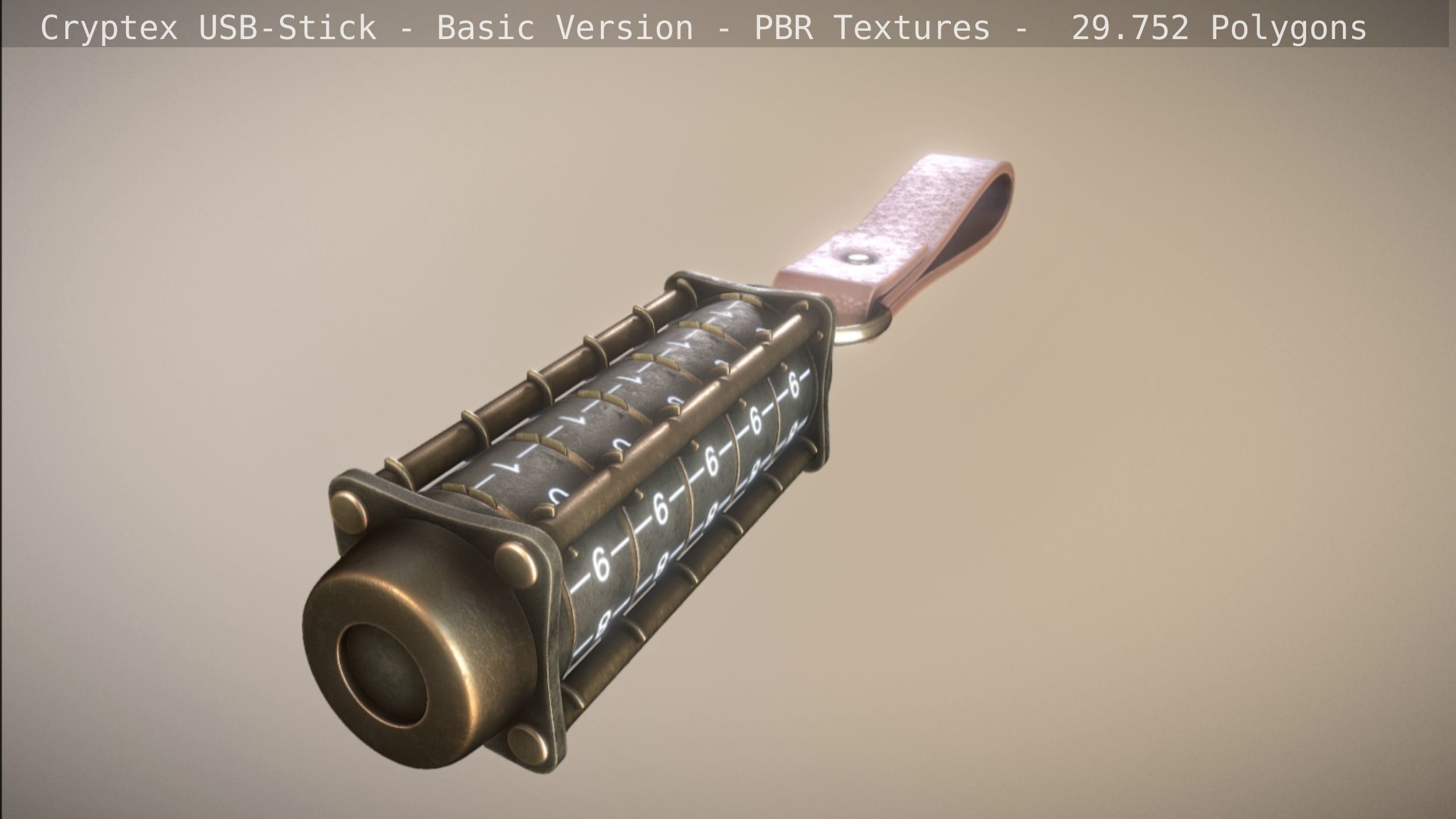 Cryptex USB-Stick PBR Basic Version Low-poly 3D model_24