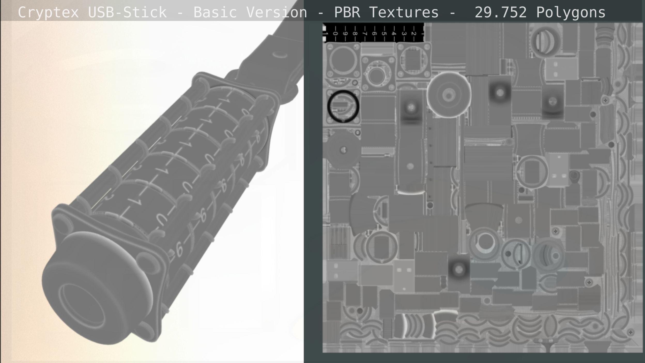 Cryptex USB-Stick PBR Basic Version Low-poly 3D model_19
