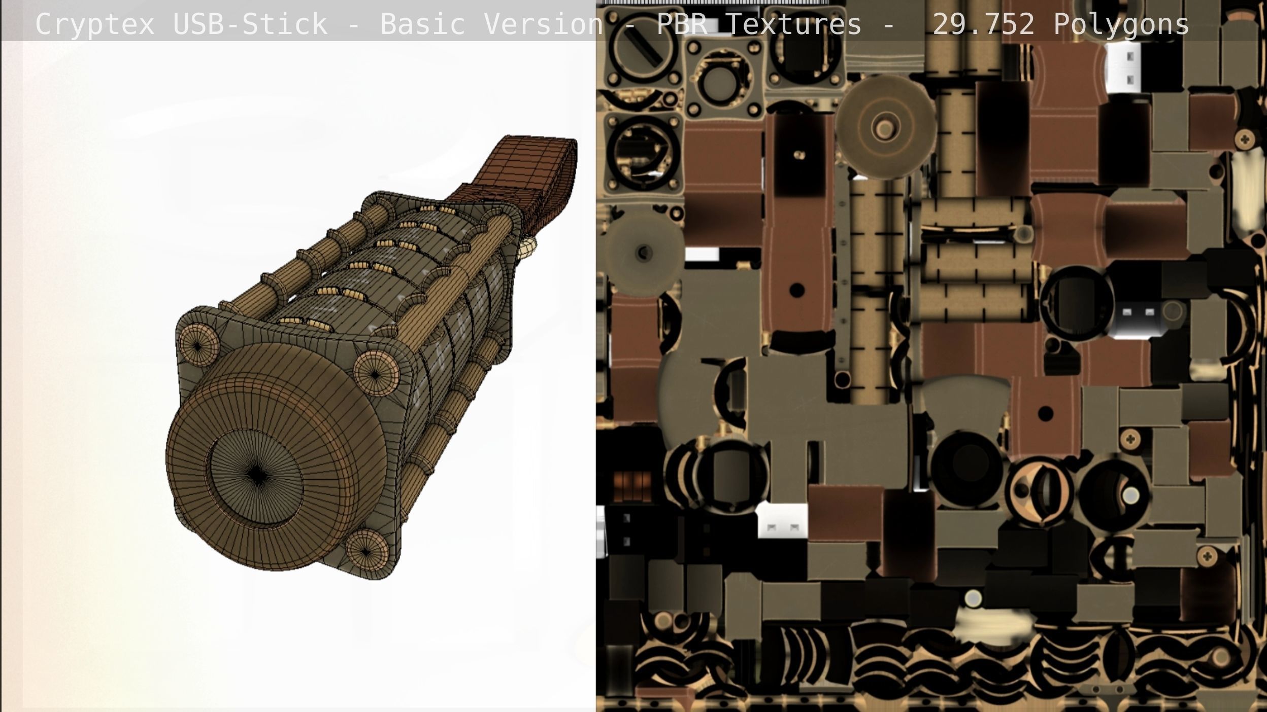 Cryptex USB-Stick PBR Basic Version Low-poly 3D model_60