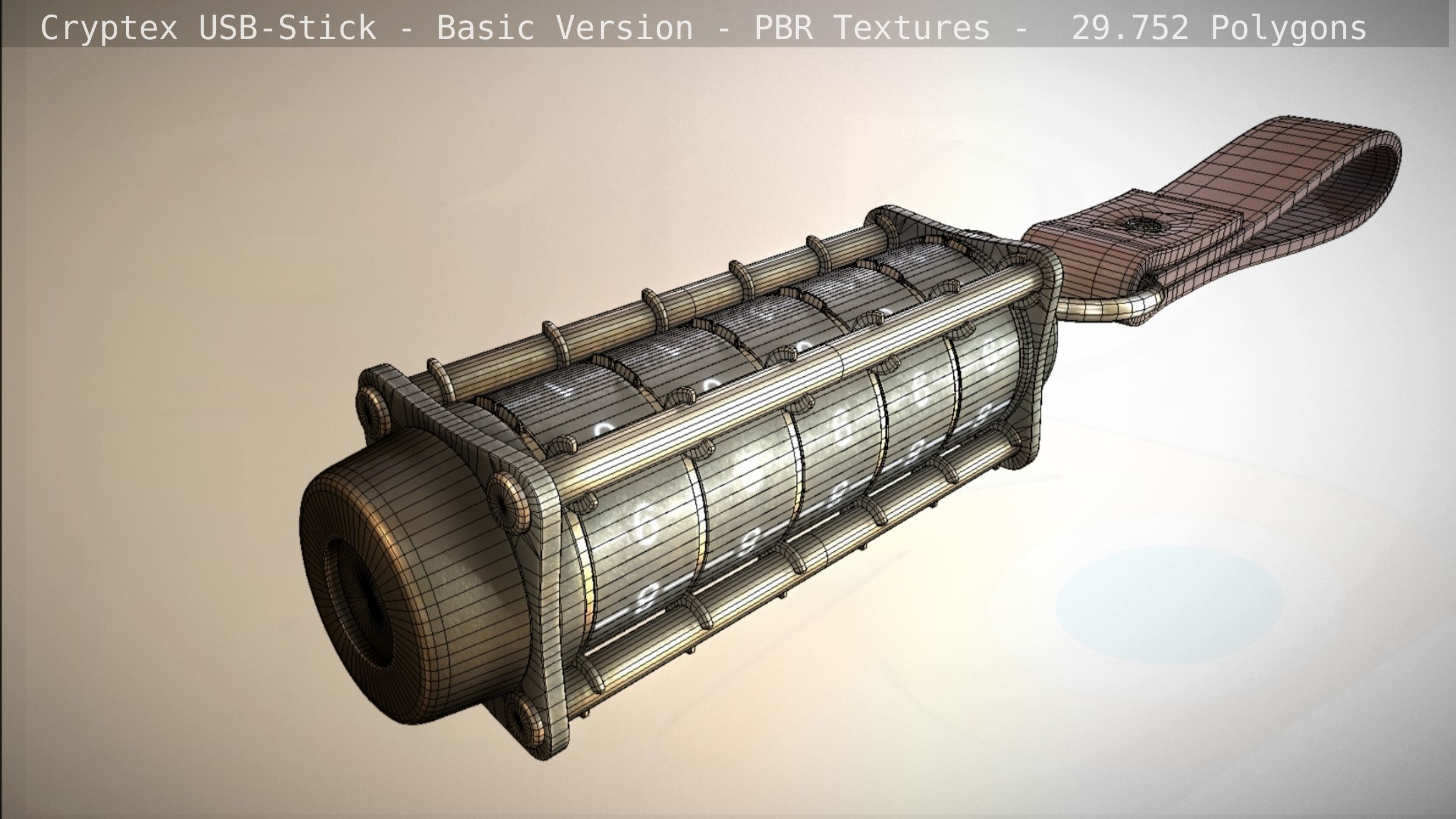 Cryptex USB-Stick PBR Basic Version Low-poly 3D model_56