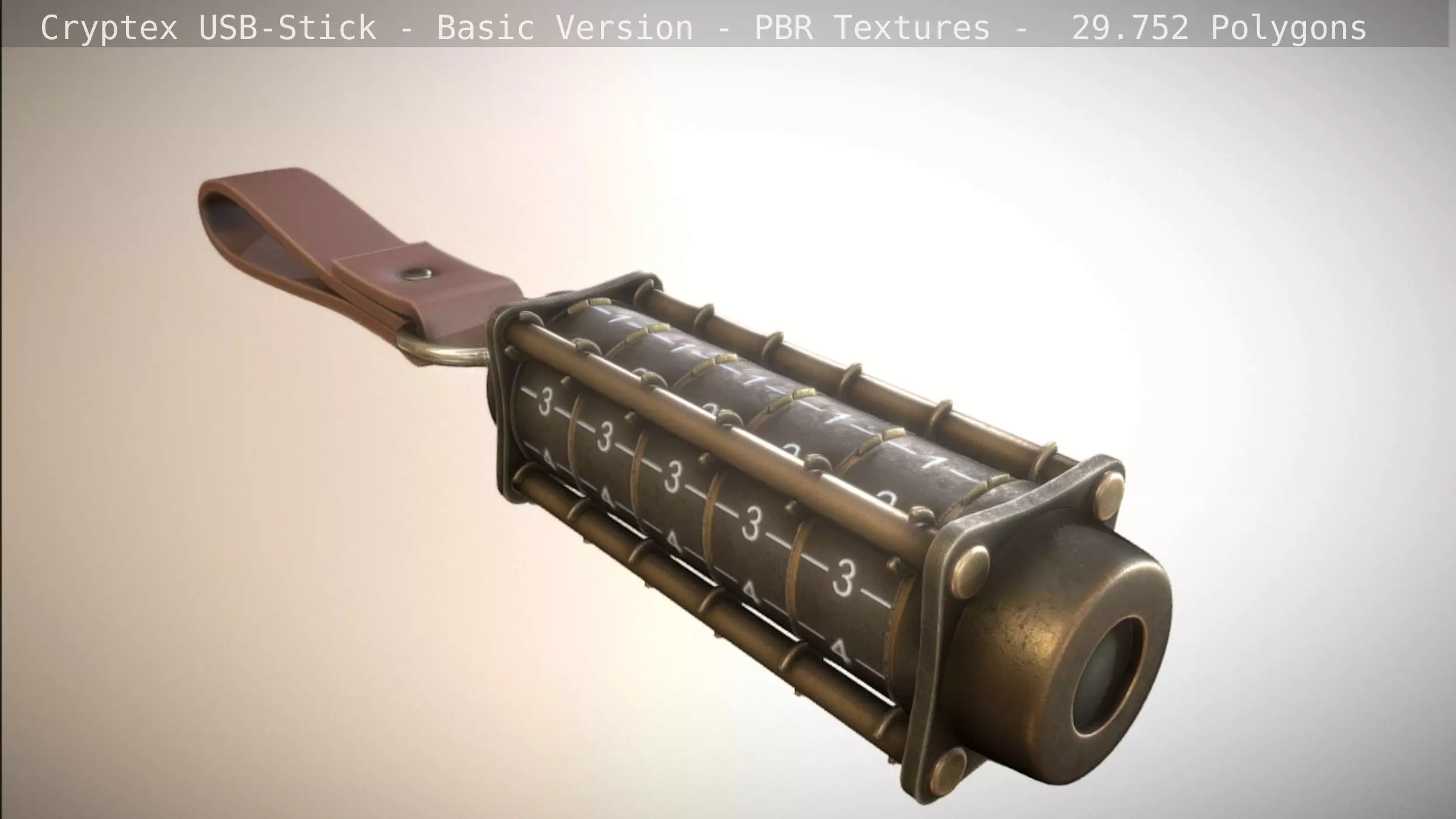 Cryptex USB-Stick PBR Basic Version Low-poly 3D model_0
