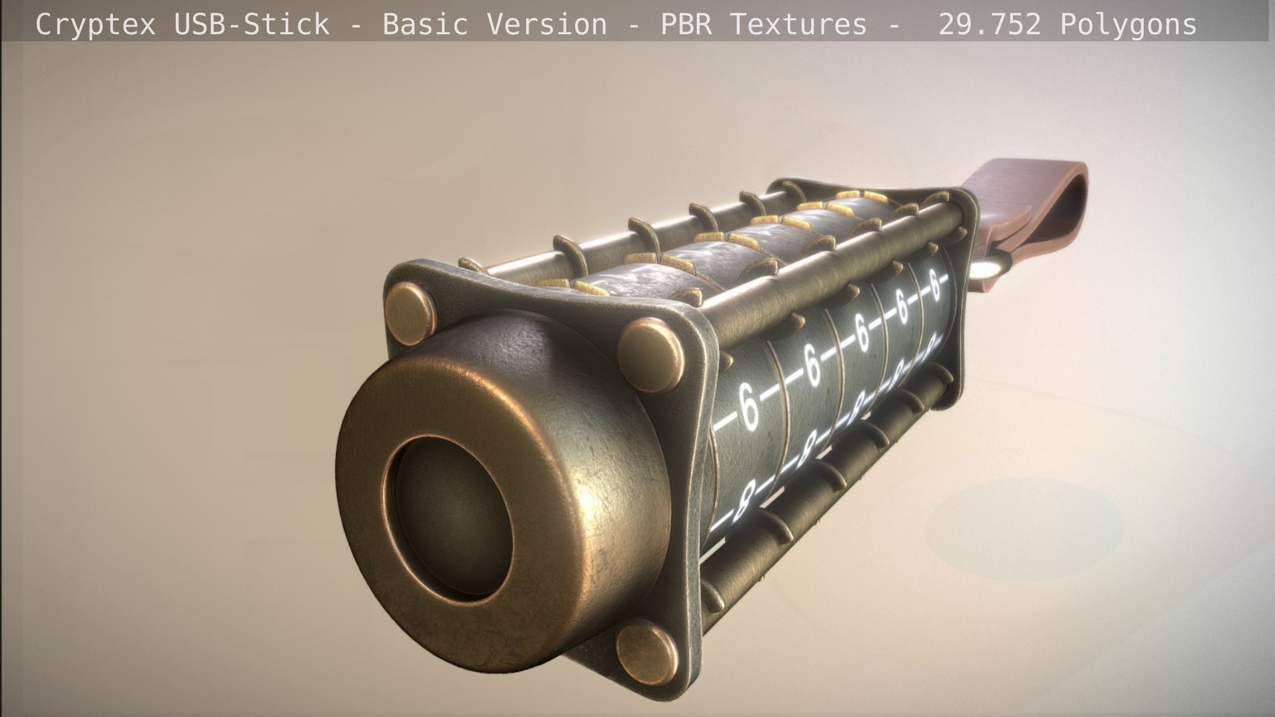 Cryptex USB-Stick PBR Basic Version Low-poly 3D model_3