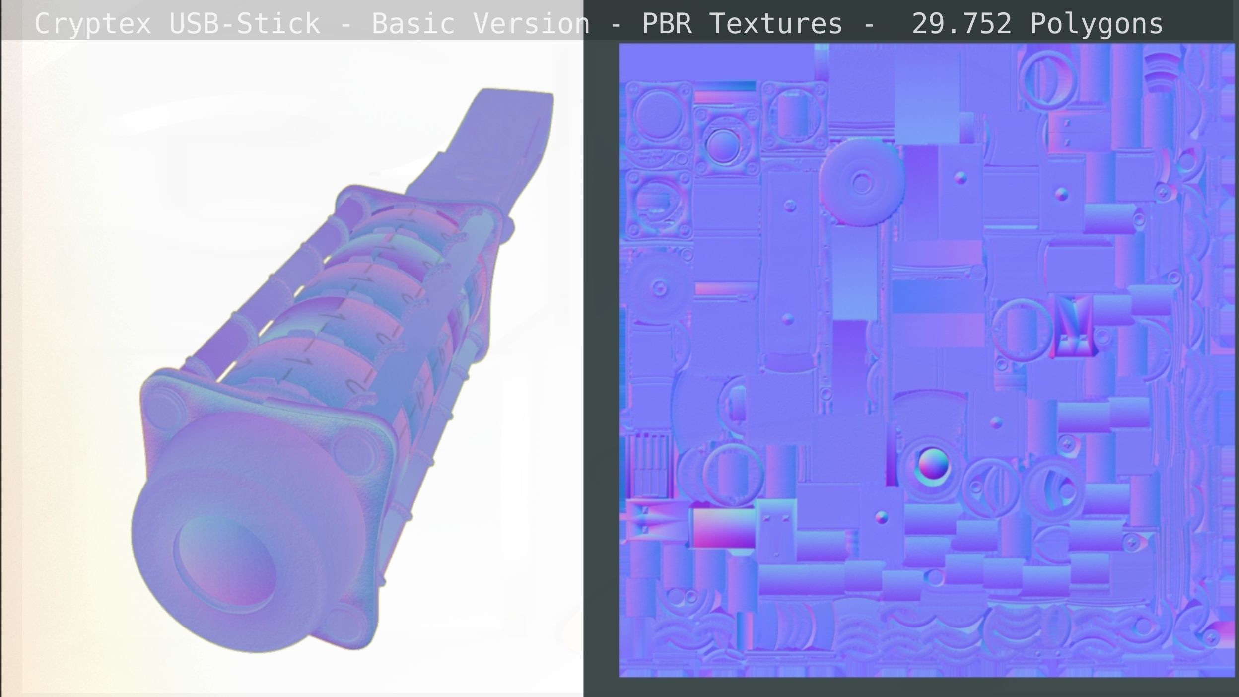 Cryptex USB-Stick PBR Basic Version Low-poly 3D model_63
