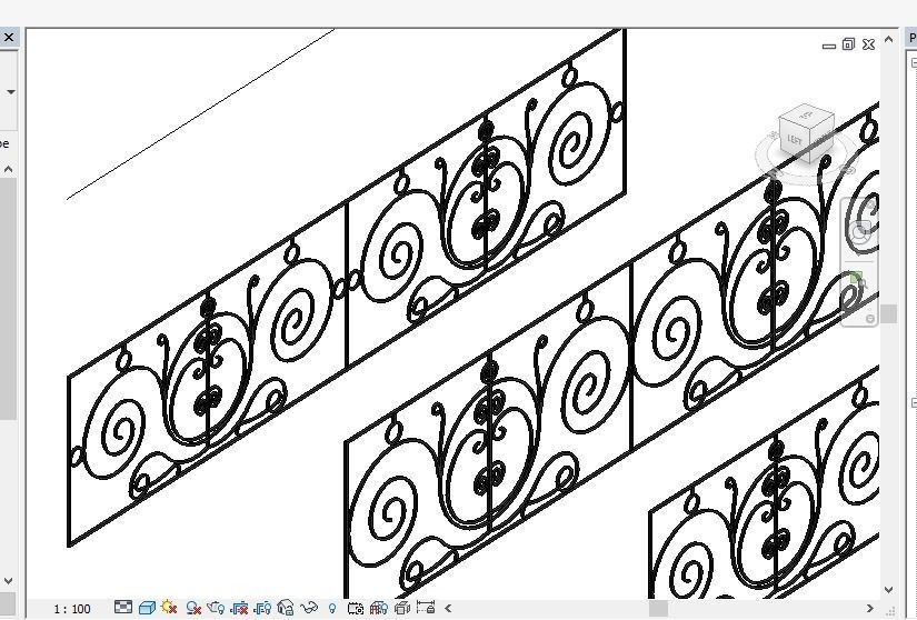 Steel Rail Decorative Classic Balcony  3D model_5