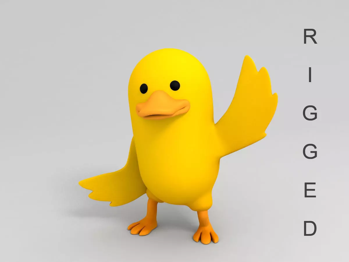 Rigged Yellow Duck Character 3D model