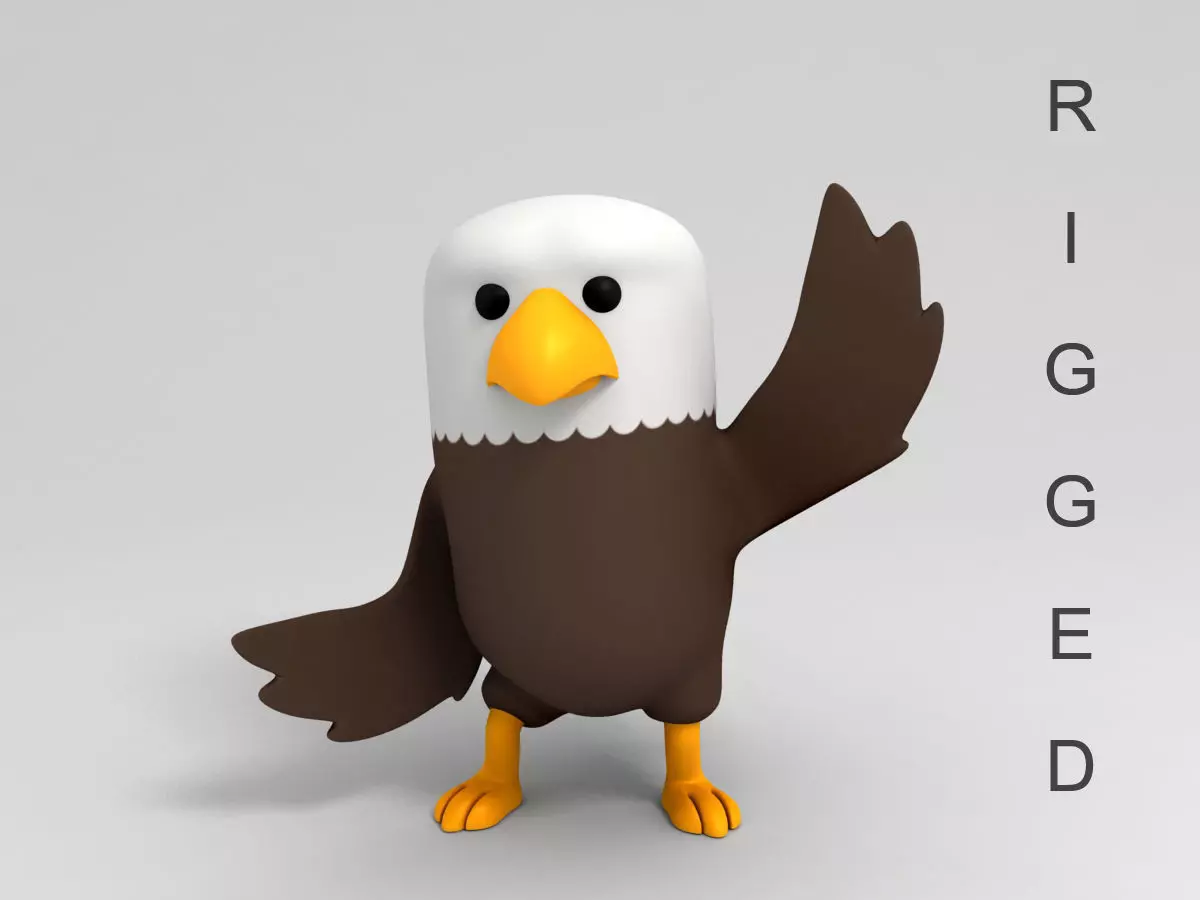Rigged Eagle Character 3D model_0