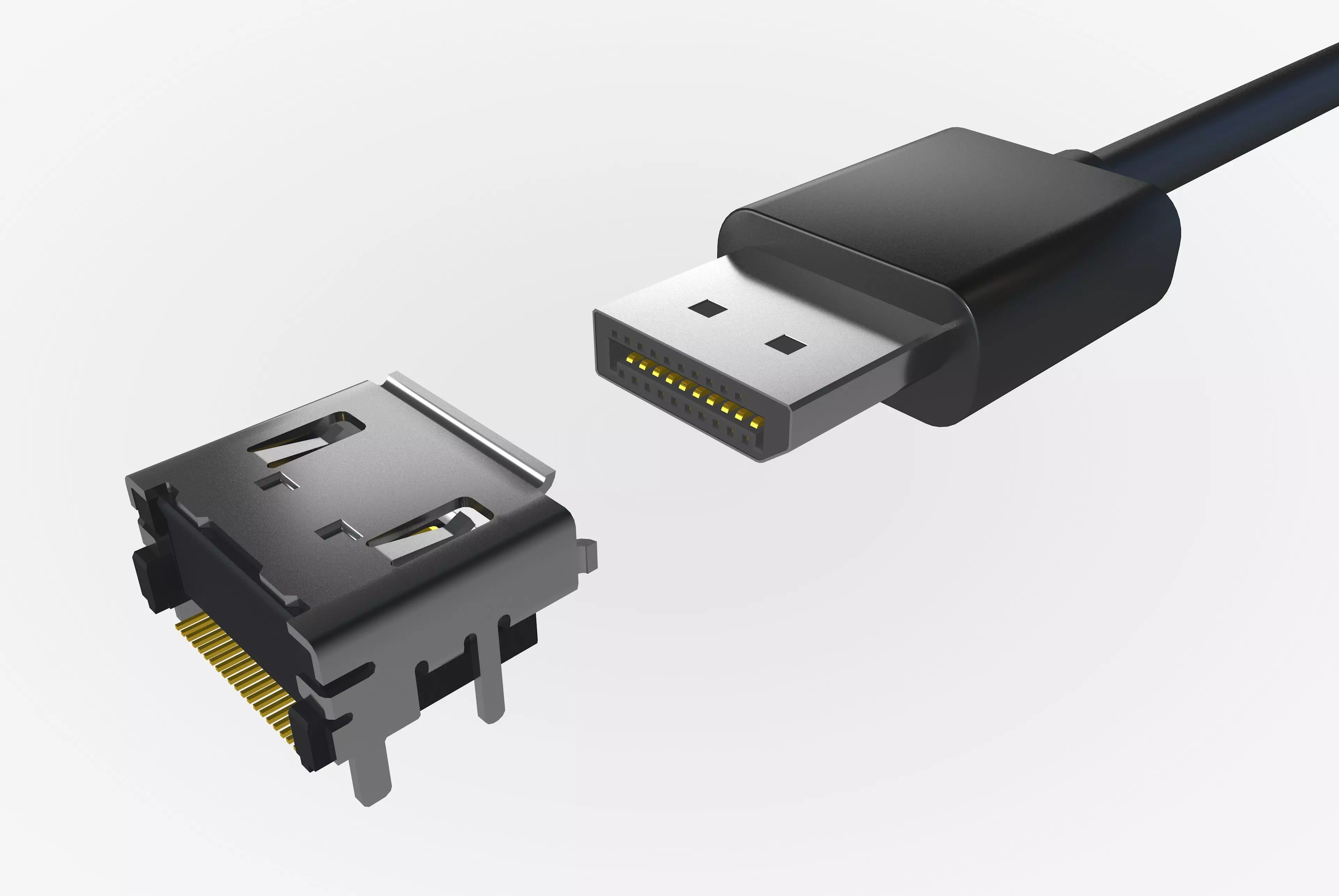 Display port DP Male and Female connector 3D model_0