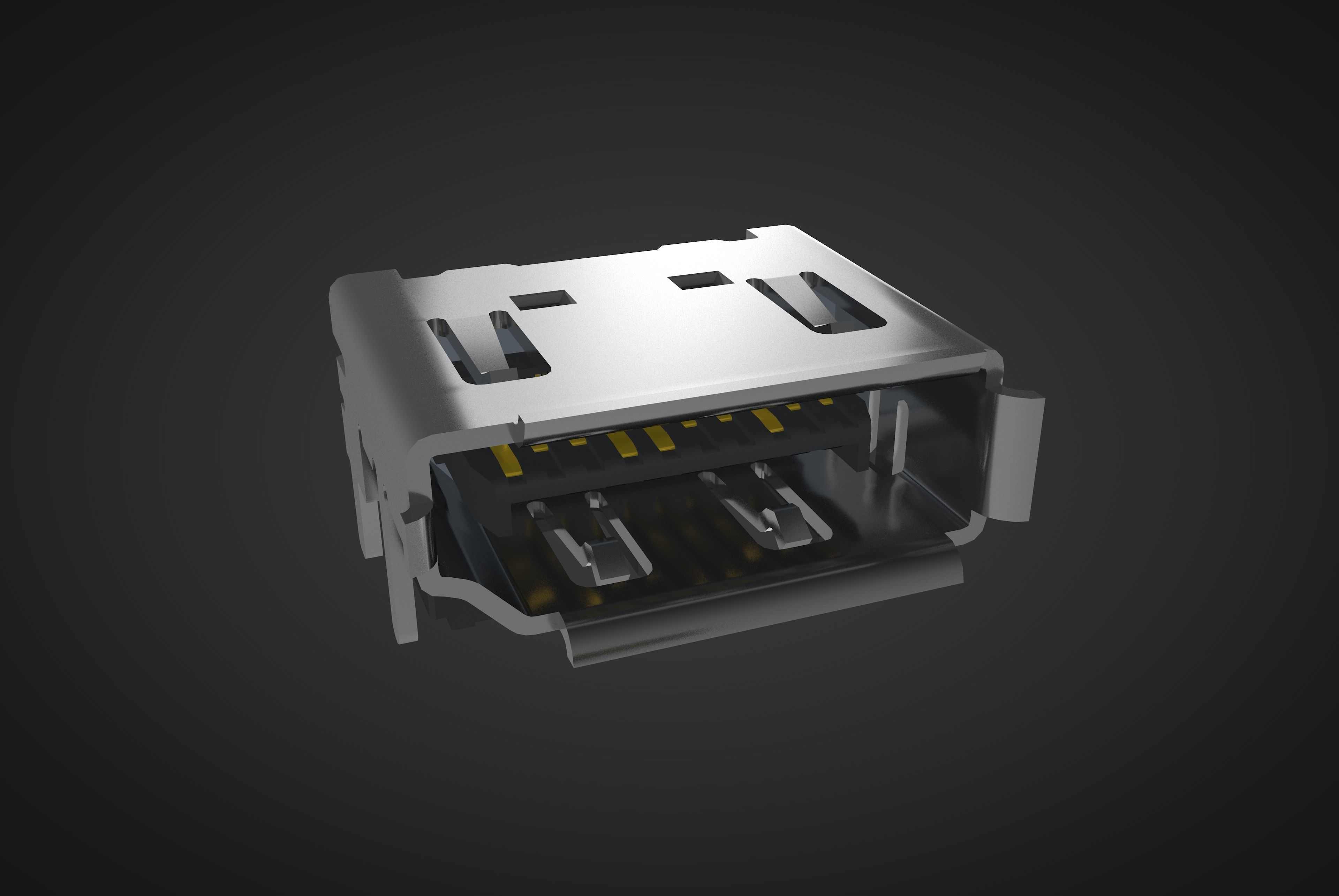 Display port DP Male and Female connector 3D model_3