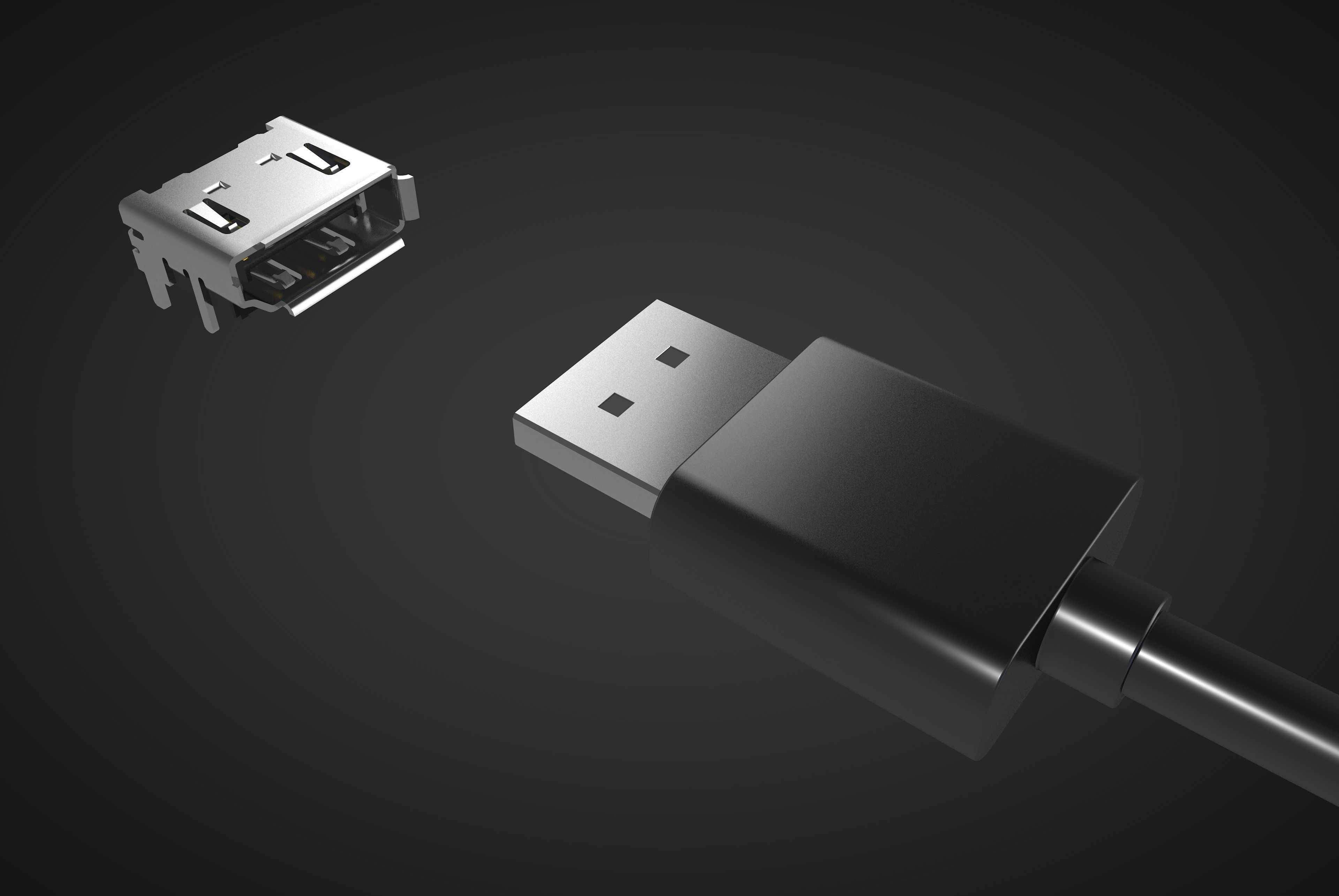 Display port DP Male and Female connector 3D model_2