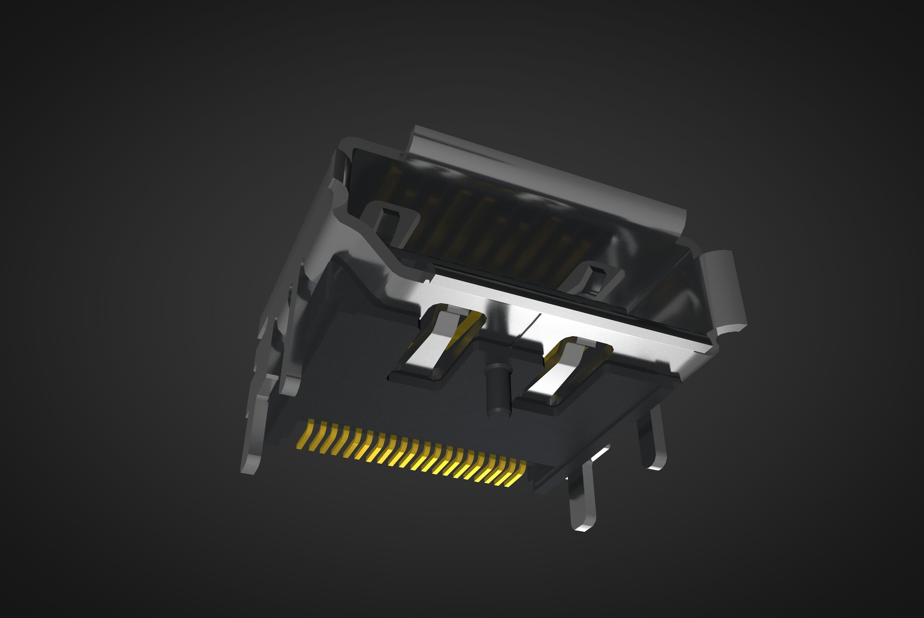 Display port DP Male and Female connector 3D model_4