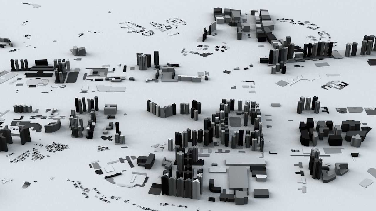 Hong Kong 18 Districts Streets and Buildings 3D model_8