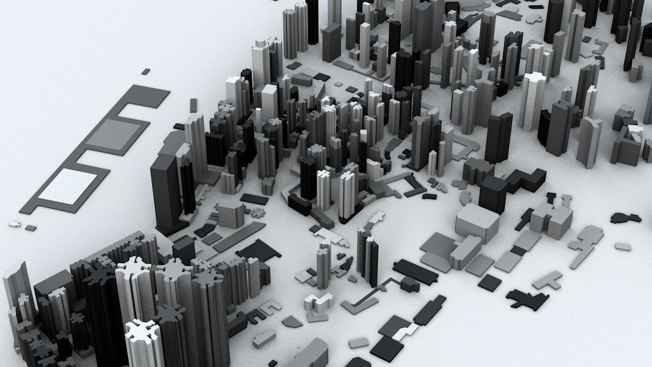 Hong Kong 18 Districts Streets and Buildings 3D model_6