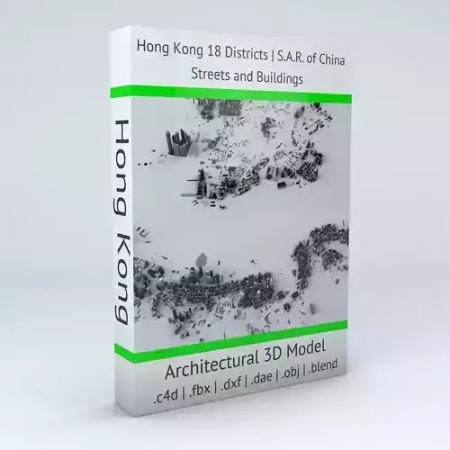 Hong Kong 18 Districts Streets and Buildings 3D model