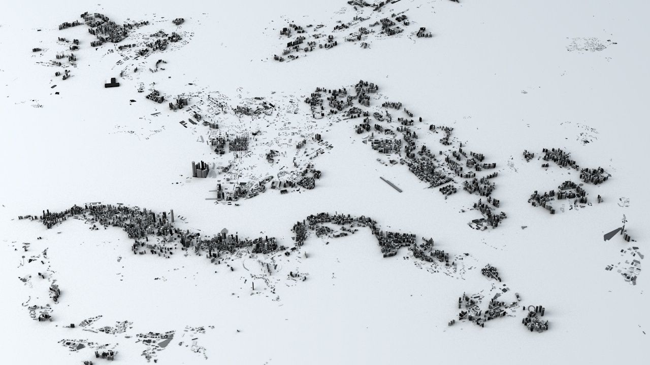 Hong Kong 18 Districts Streets and Buildings 3D model_3