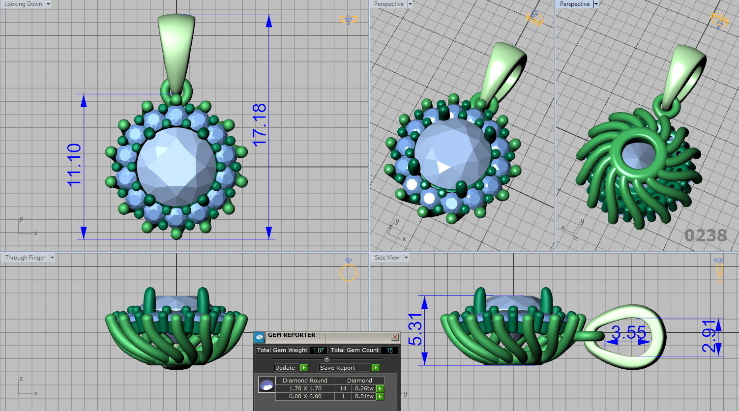 Classic Diana Pendant Unique Own Spiral design  3D print model_1