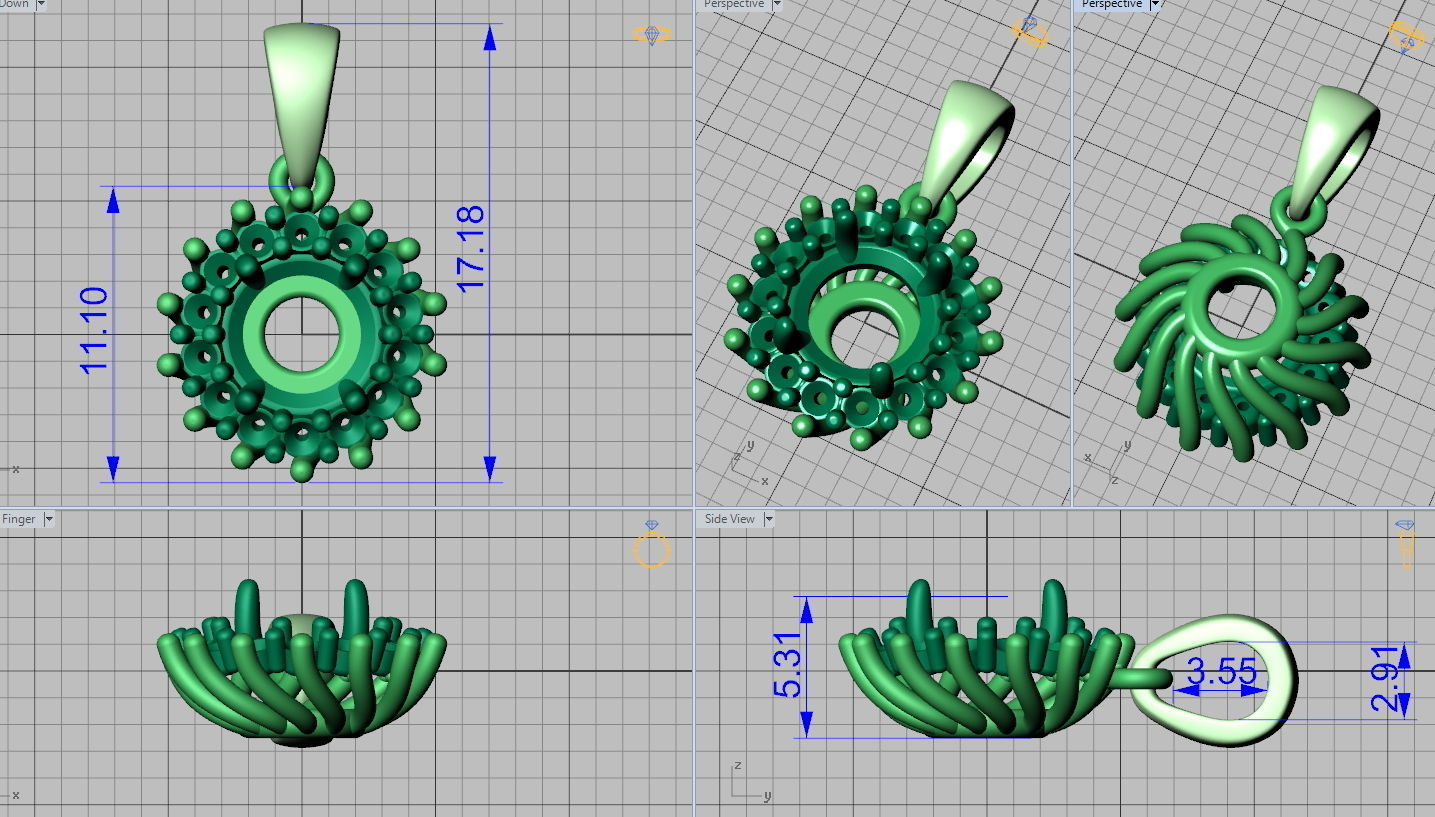 Classic Diana Pendant Unique Own Spiral design  3D print model_4