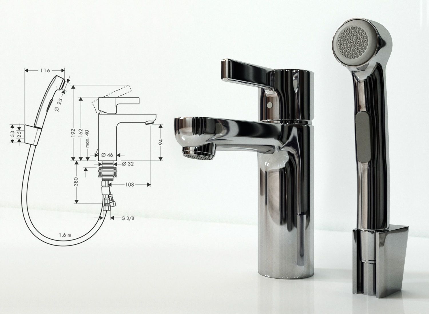 Faucet Hansgrohe Metris 3D model_3