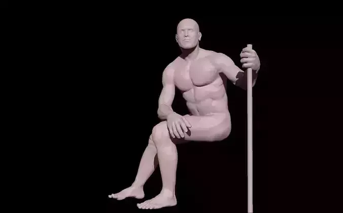 Guy sitting down Low-poly 3D model