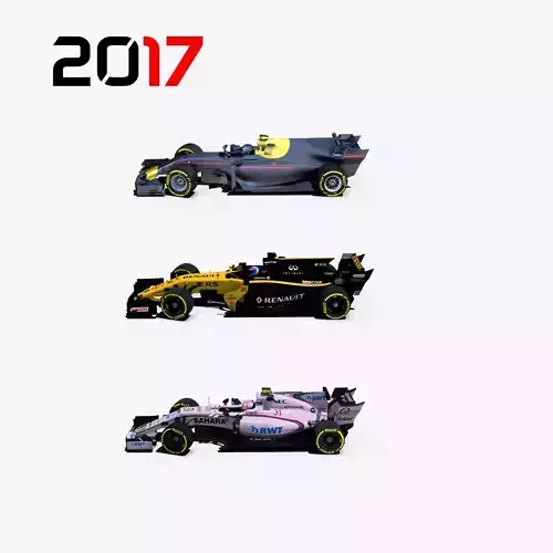 Formula 2017 cars pack 4 Low-poly 3D model