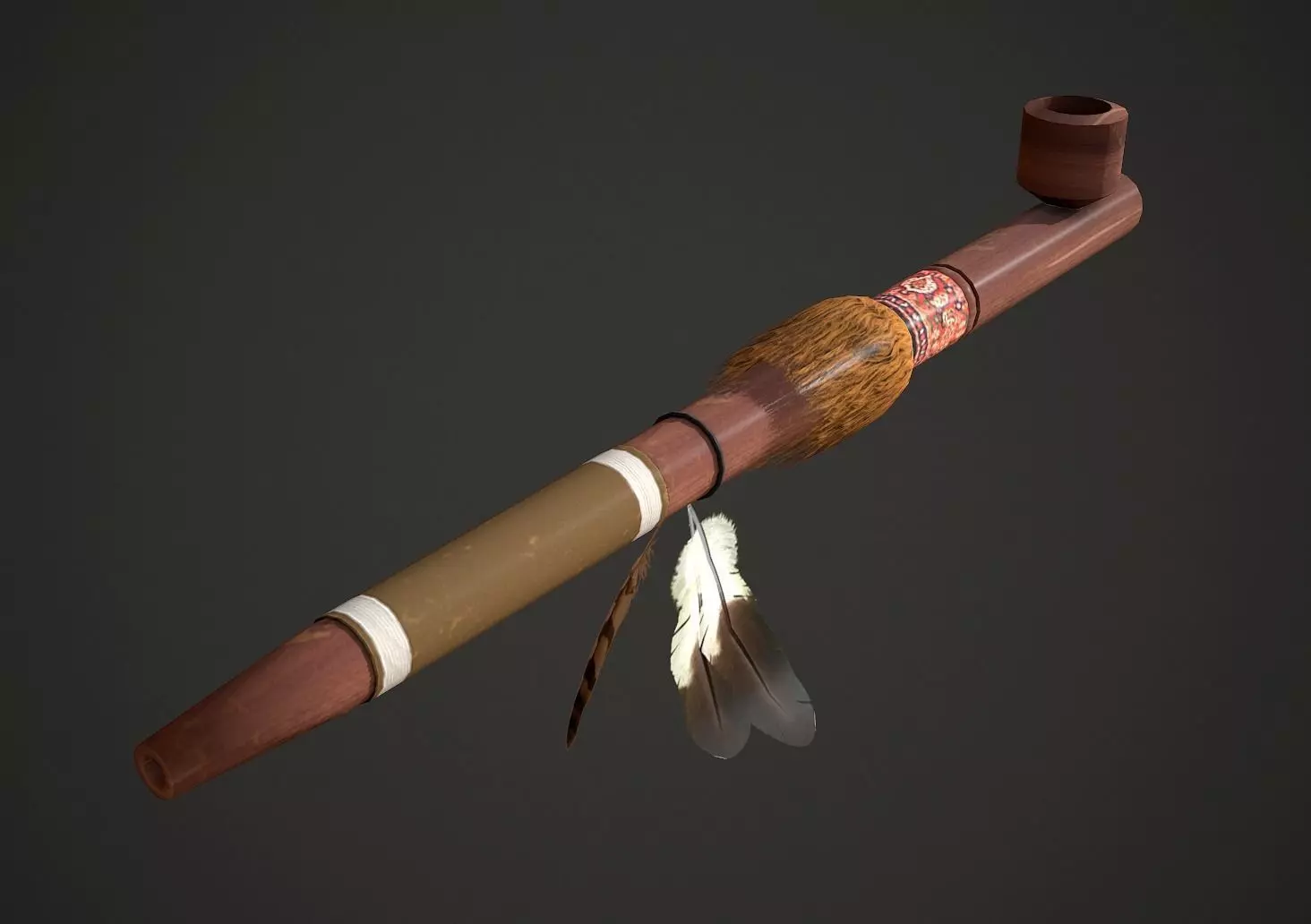 Calumet Low Poly native american pipe Low-poly 3D model_0