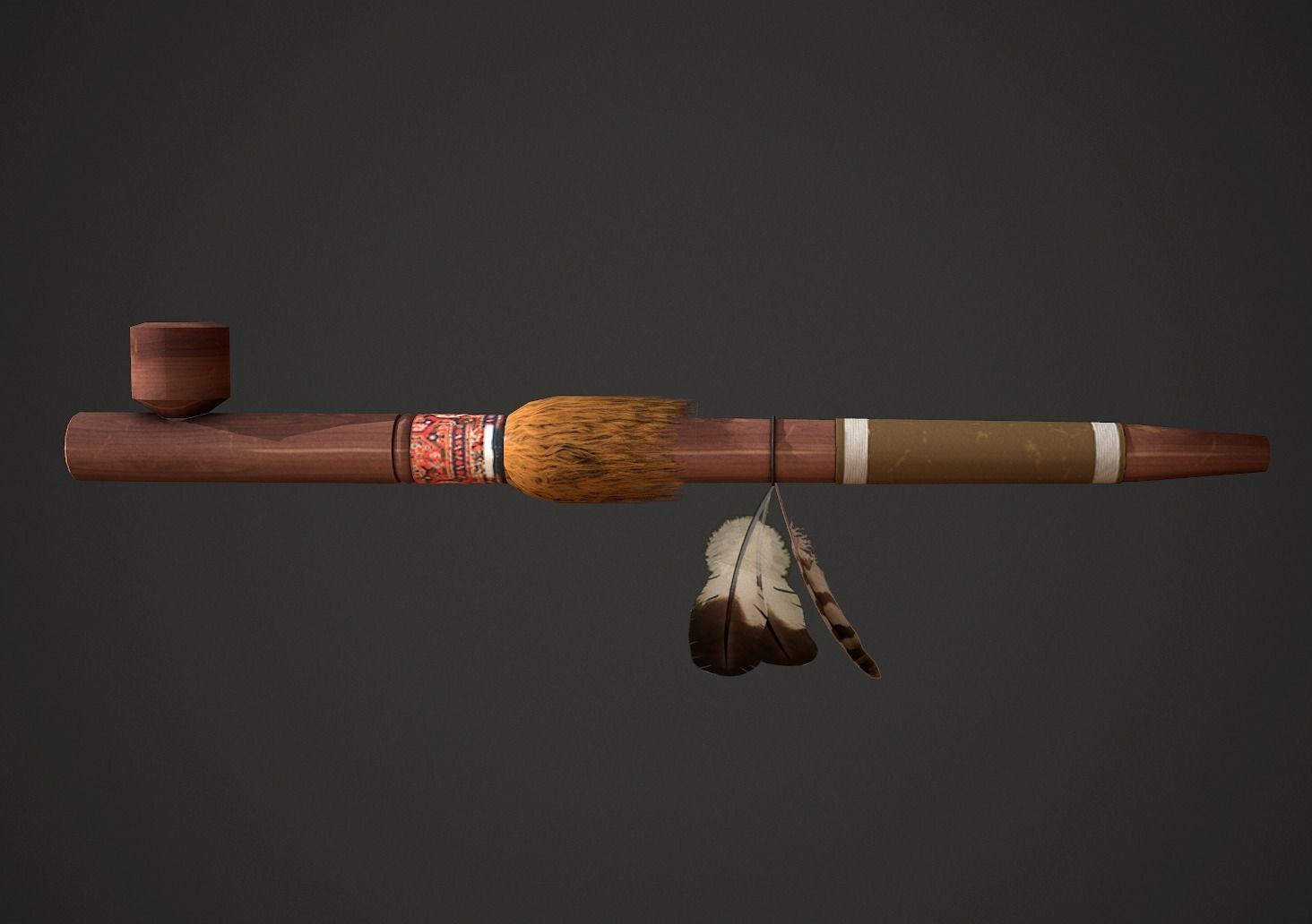 Calumet Low Poly native american pipe Low-poly 3D model_1