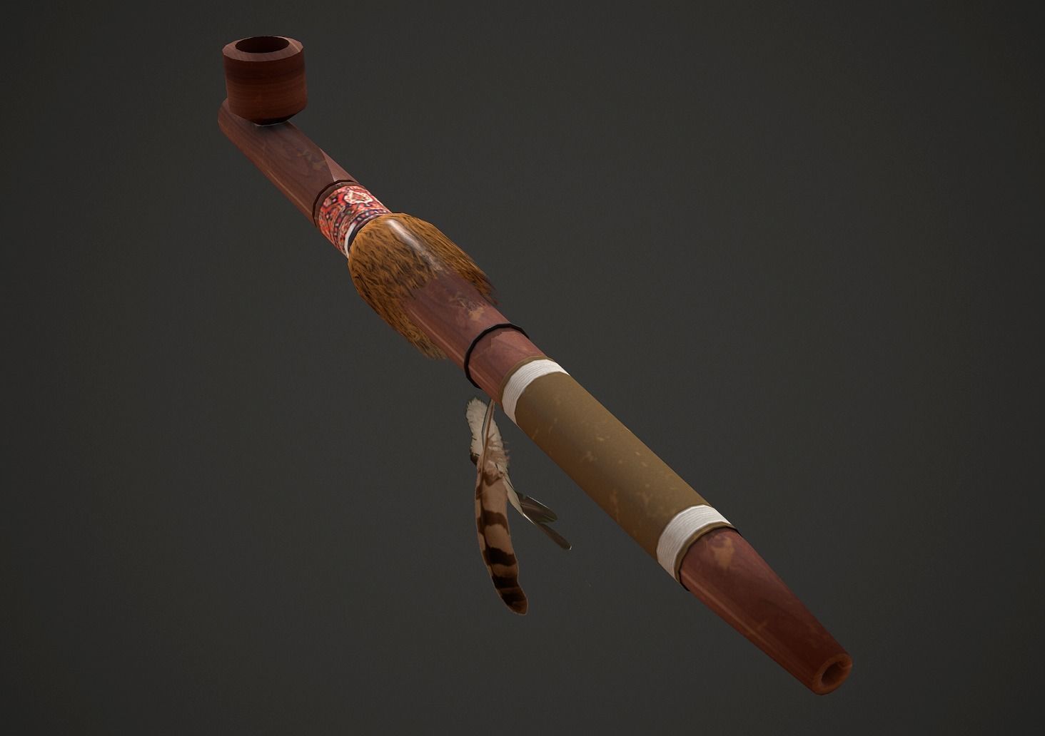 Calumet Low Poly native american pipe Low-poly 3D model_2