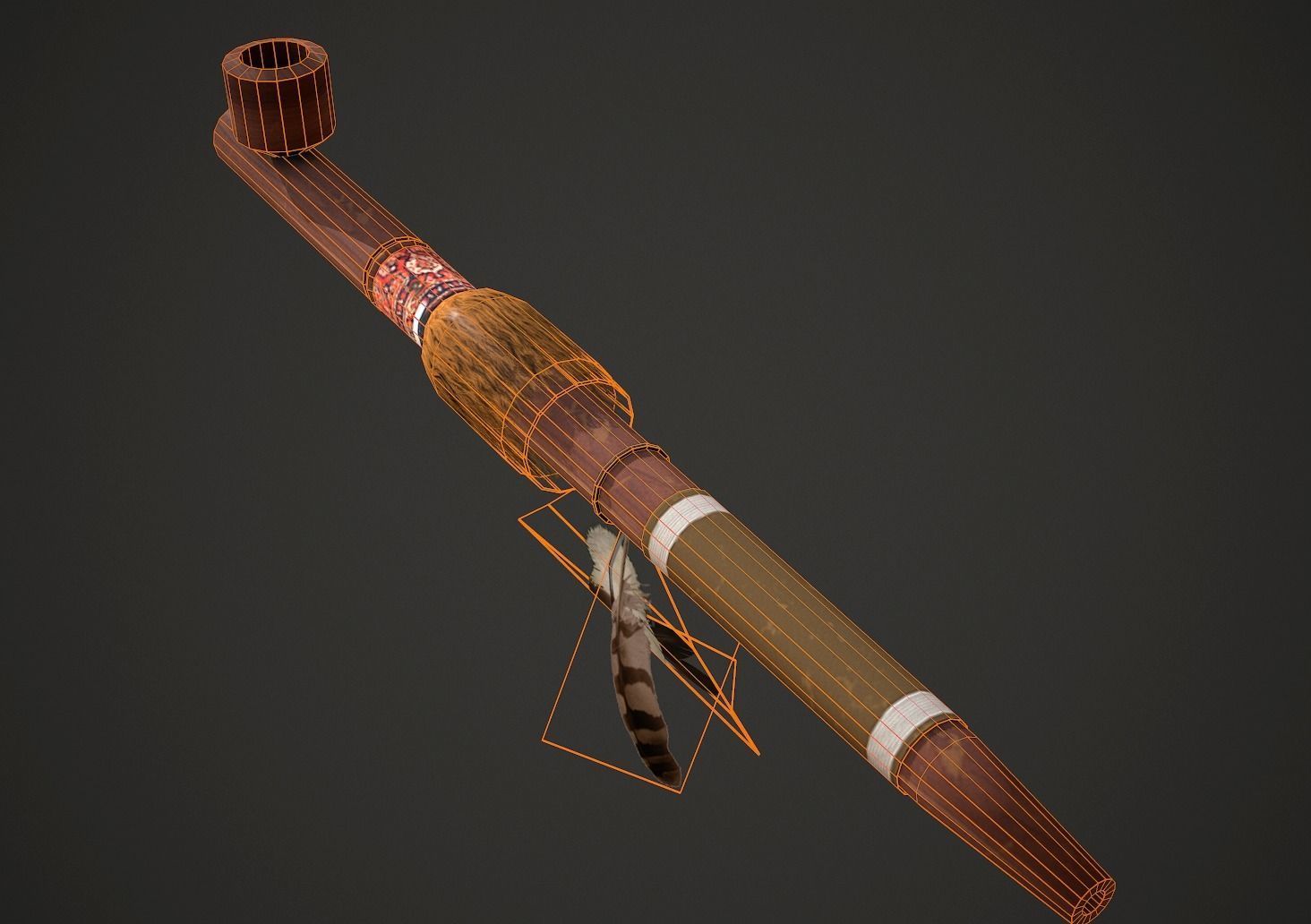 Calumet Low Poly native american pipe Low-poly 3D model_6