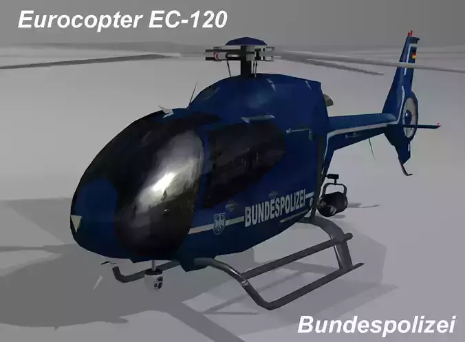 Eurocopter EC-120 Bundespolizei livery Low-poly 3D model
