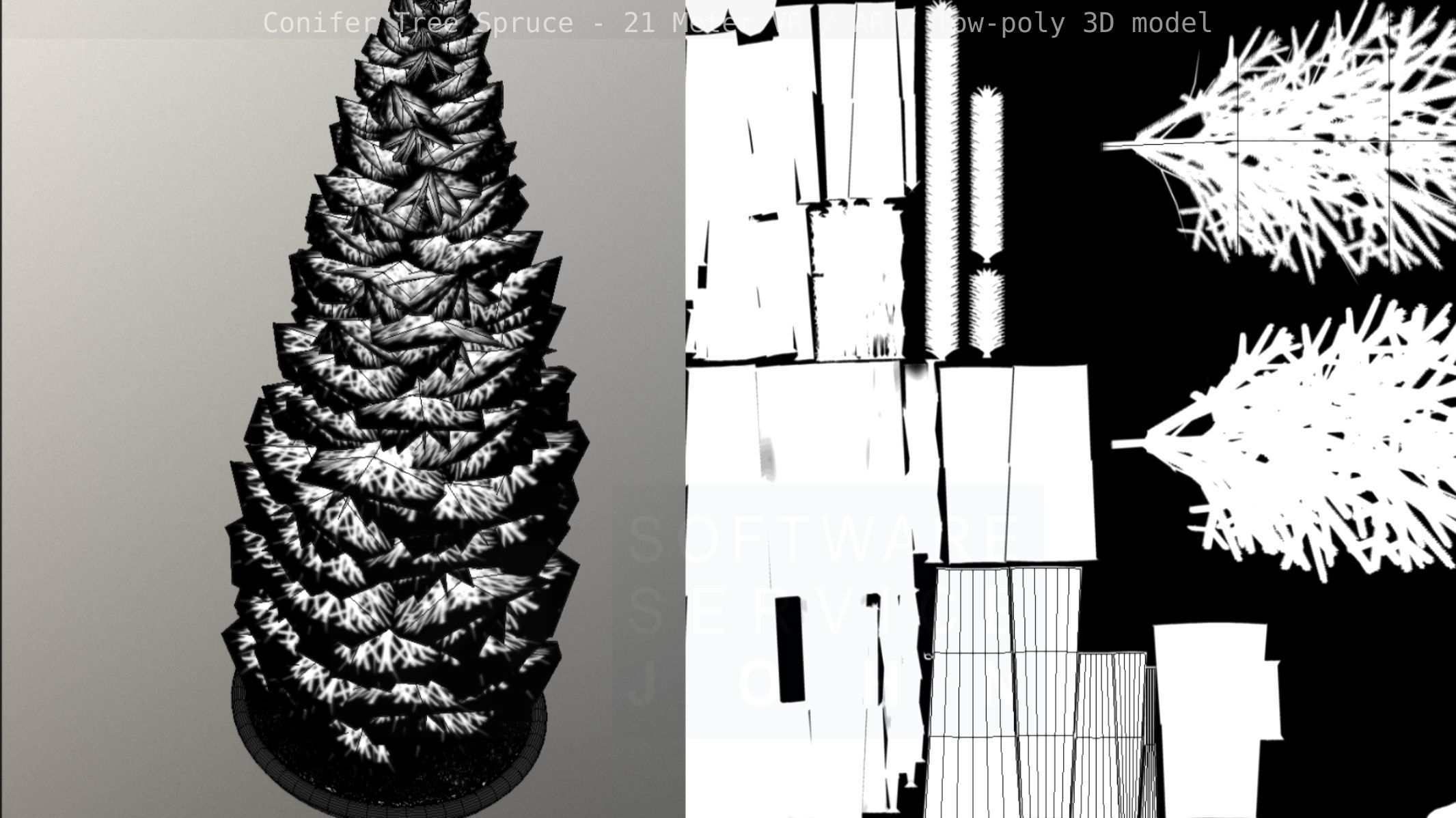 Conifer Tree Spruce - 21 Meter Low-poly 3D model_11