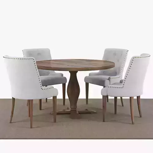 Food group Lamier dining table around  4 pcs Tuva beige chairs