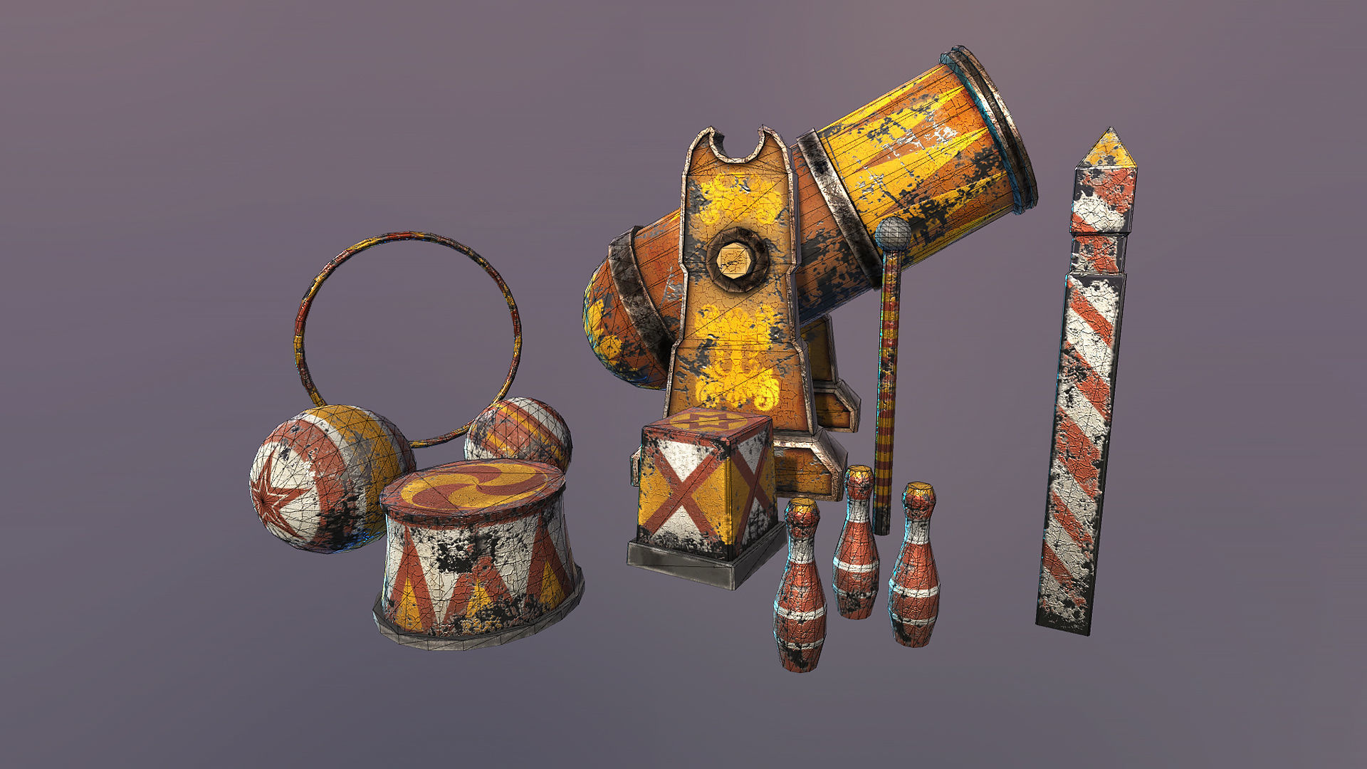Horror circus props Low-poly 3D model_1