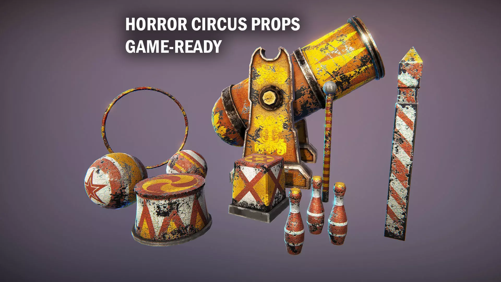 Horror circus props Low-poly 3D model_0