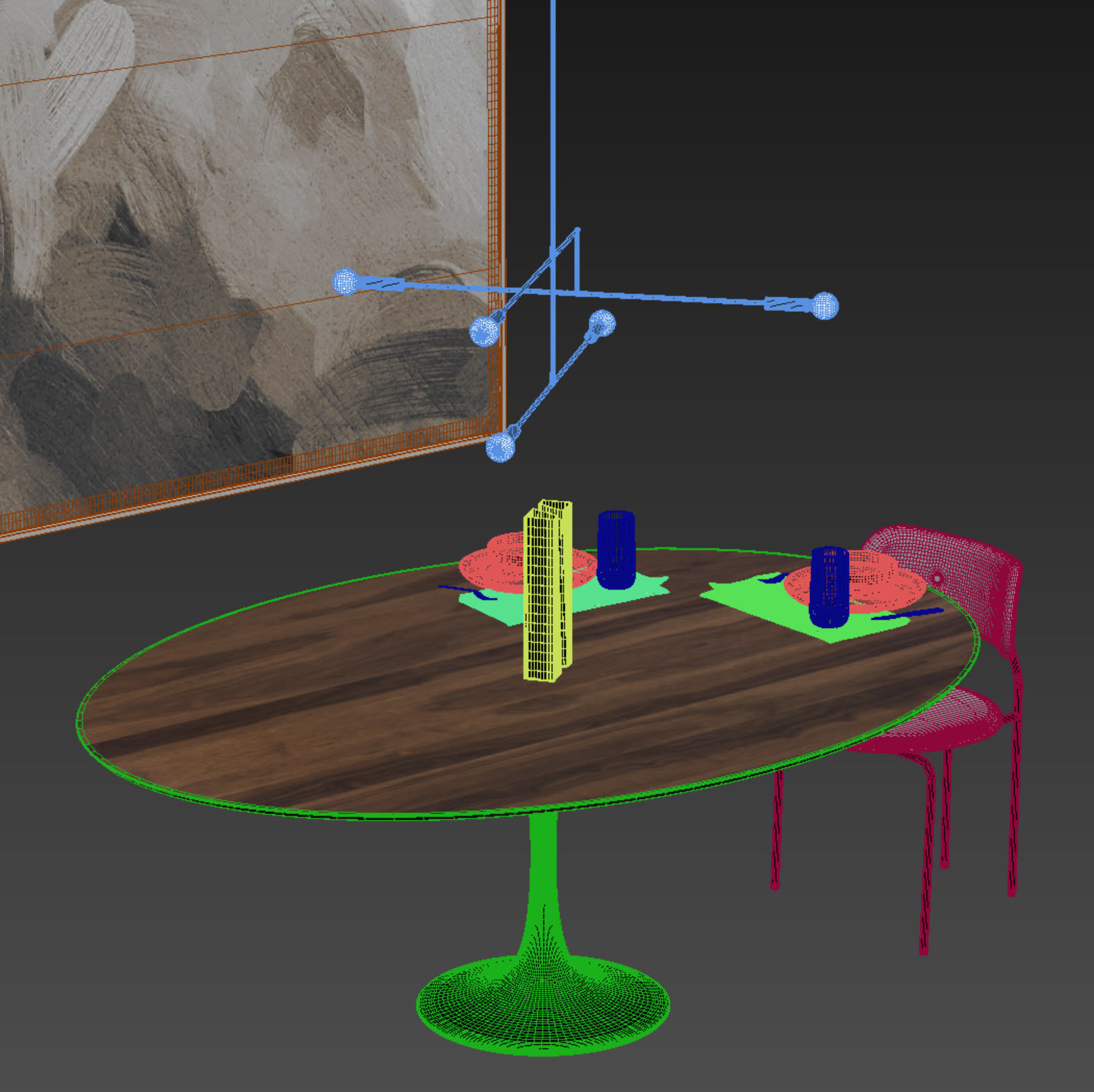 Oval Tulip Dining Table 78 inch walnut set 3D model_10