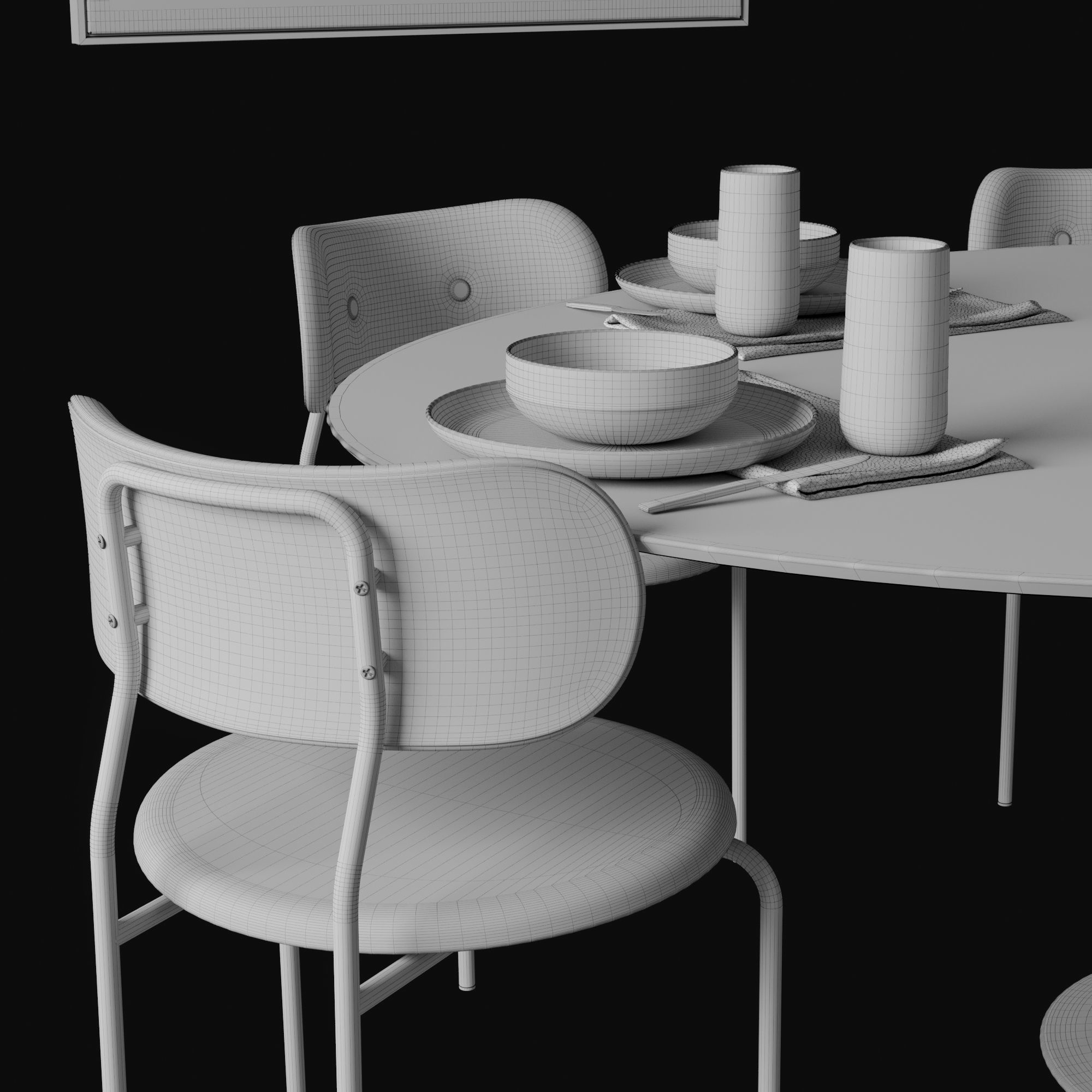 Oval Tulip Dining Table 78 inch walnut set 3D model_7