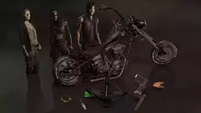 Walking Dead Daryl Dixon Set 3D model