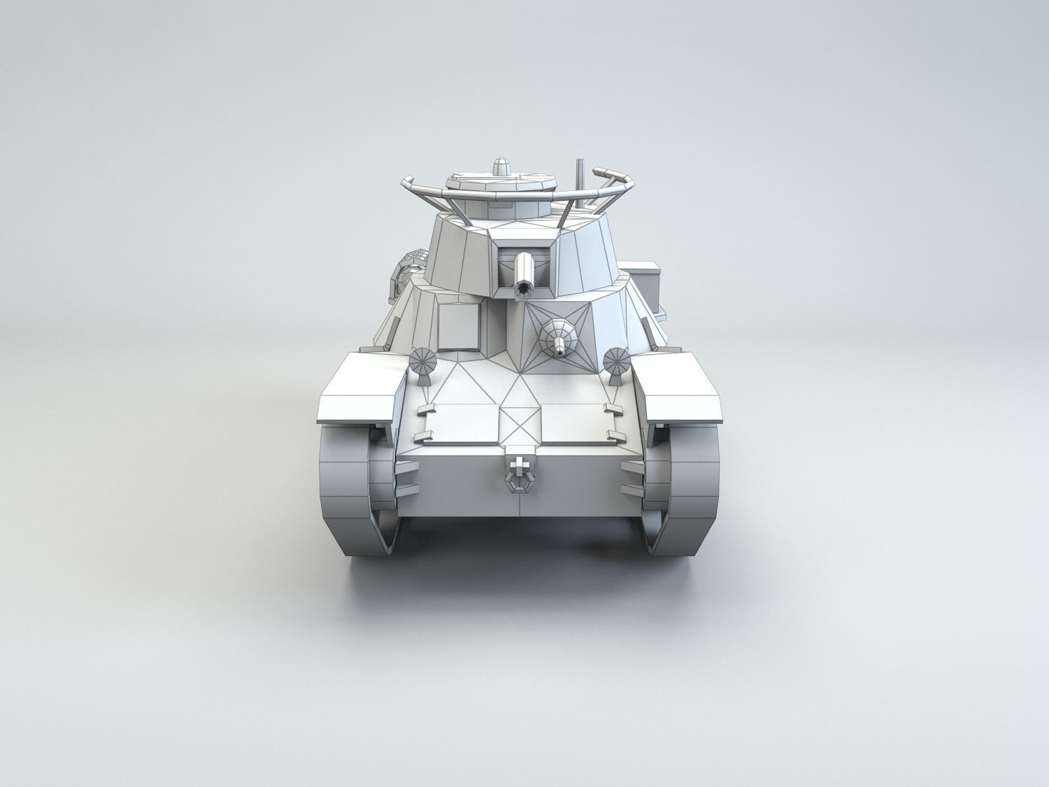 Low Poly Type 4 Ke Nu Light Tank Low-poly 3D model_3