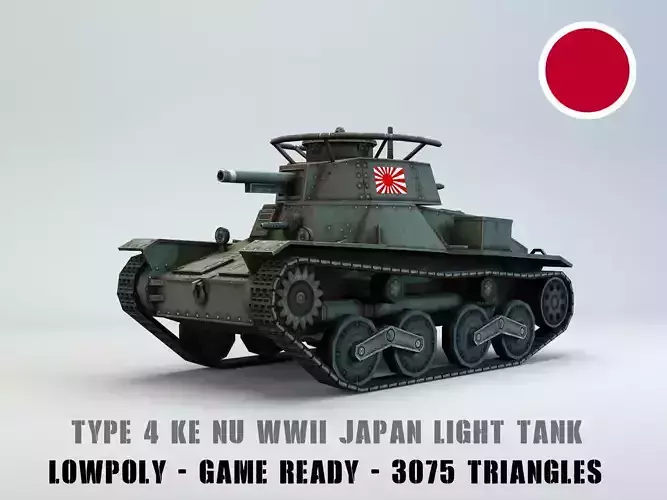 Low Poly Type 4 Ke Nu Light Tank Low-poly 3D model