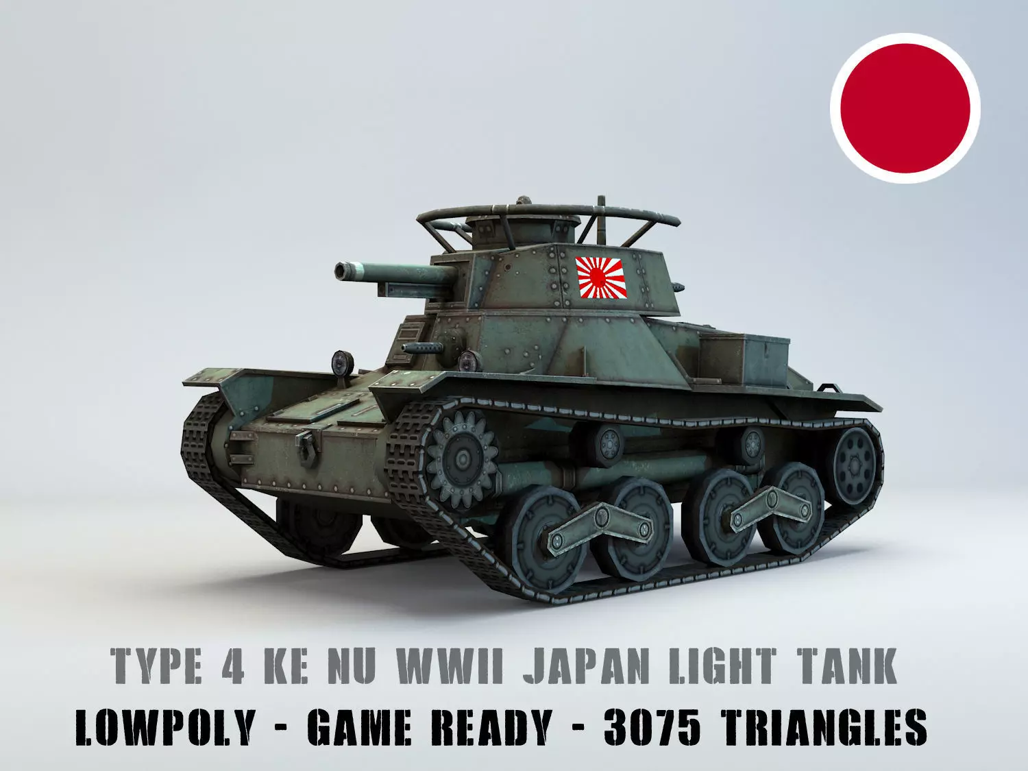 Low Poly Type 4 Ke Nu Light Tank Low-poly 3D model_0