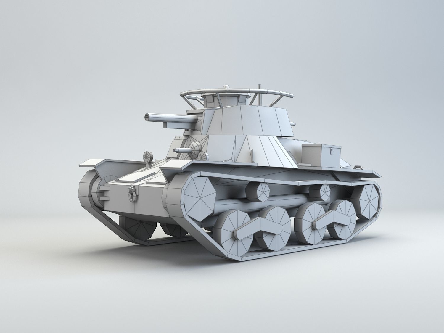 Low Poly Type 4 Ke Nu Light Tank Low-poly 3D model_1