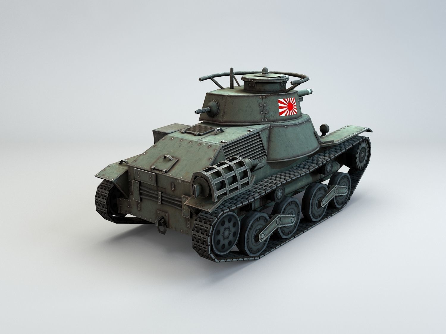 Low Poly Type 4 Ke Nu Light Tank Low-poly 3D model_6